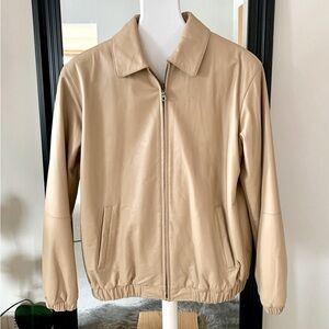 PRESTON & YORK Light Tan Soft Leather Bomber Jacket